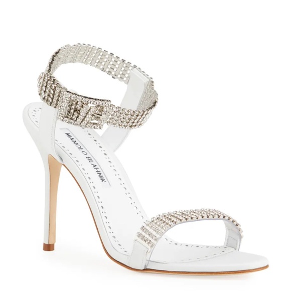 Manolo Blahnik Shoes - Manolo Blahnik Bashifa Leather & Crystal Sandals